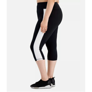 Ideology Black & White Gym Workout Yoga Powerlifting Capri Leggings 1X NWT